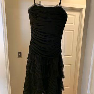 BCBG Black Ruched Tulle Skirt Dress - Size S